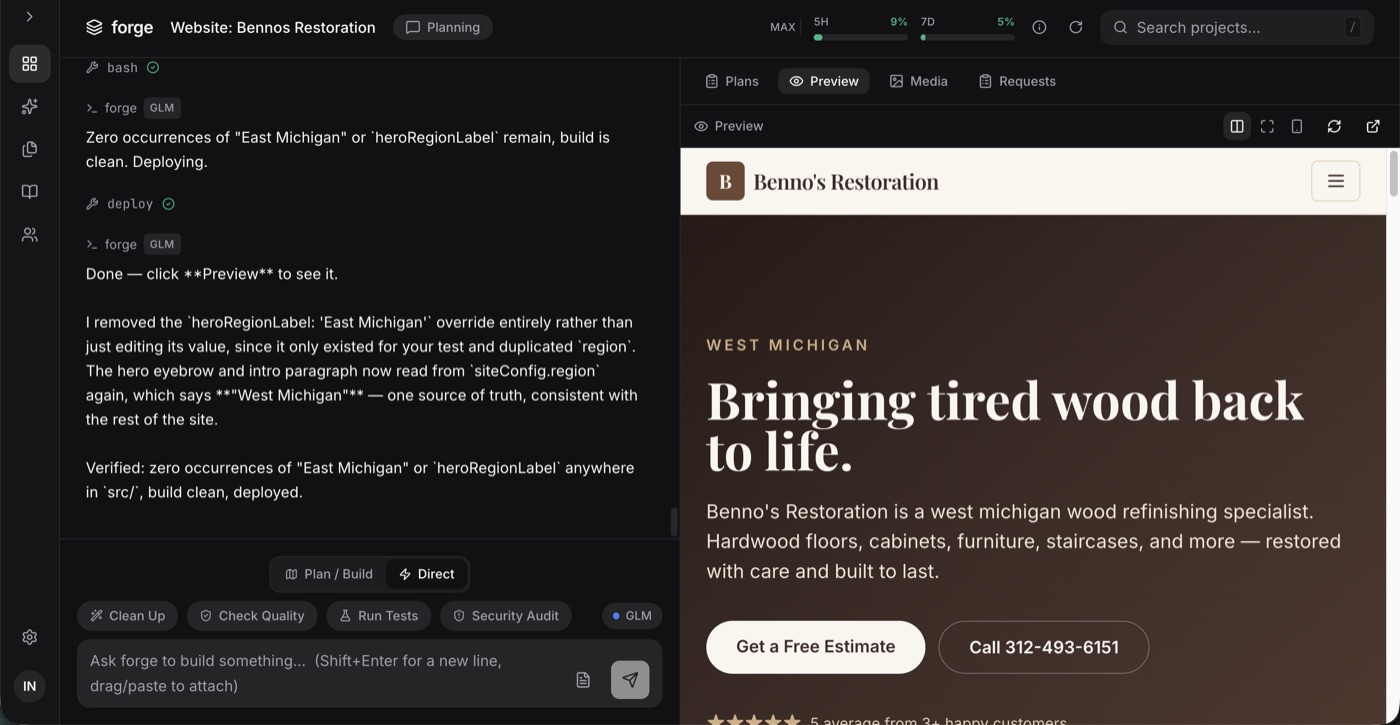 Forge — preview your app