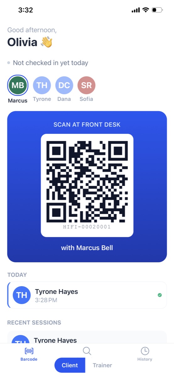 Hifi — mobile client check-in